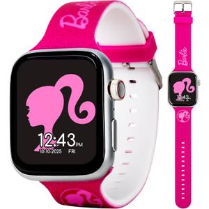 Barbie Kids Smart Watch  Touchscreen Smartwatch with Camera, Activity Trackers, Pedometer, Music, Stopwatch, and Glitter Silicone Strap  Fits Wrists from 5.5" to 8"