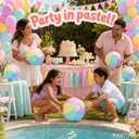 Multi-Size Inflatable Beach Balls 12 PCS 12" 16" 24" Jumbo Rainbow Beach Balls Bulk for Kids & Adults Summer Pool Toys Hawaiian Party Decorations, Outdoor Water Games