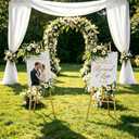 GRENTY 2 Pack Gold Easel Stand for Wedding Signs No Assembly Needed, Heavy Duty Metal Display Stand for Art, Welcome Signs, Posters, Pictures, Paintings, and Floor Dcor