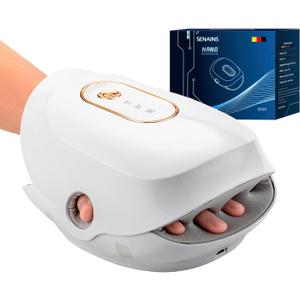 SENAINS Cordless Hand Massager with Heat and Compression,Wrist,Palm & Finger Massage,Soothing Stretching & Kneading,3 Modes & 3 Intensities,Gifts for Women Men Relaxation at Office,White