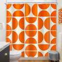 Riyidecor Orange Geometric Modern Shower Curtain 72Wx72H Inch Mid Century Shower Curtain Abstract Boho Retro Minimalist Contemporary Bathroom Decor Fabric Polyester Waterproof 12 Pack Hooks