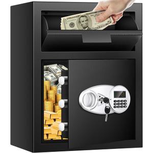 2.6 Cuft Depository Safe for Business with Quick Place Drop Slot, Cash Drop Safes with Digital Combination LCD Display and Anti-Fishing, Security Drop Safe for Cash, Mail, Checks, Document