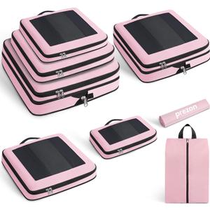 8 Set Compression Packing Cubes for Travel, Lightweight Vacation Travel Essentials, Travel Accessories for Suitcase Organizer Bags Set, Durable Luggage Organizer