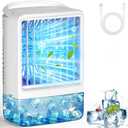 Mini Air Conditioner Small AC Portable Air Conditioners with 1500ml spray/hour 3 Speed Wind & 7 Colorful LED Light Cool Mist &Timer Evaporative Air Cooler for Bedroom/Home/Office