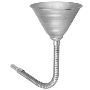 Steel Bendable Universal Spout Funnel with Filter and Flexible Pipe - Galvanized for All Automotive Oils, Diesel Fuel and Other Liquids - Silver