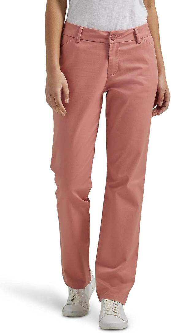 Lee Women's Wrinkle Free Relaxed Fit Straight Leg Pant, Mallory-Med Pink/ Rose, 12
