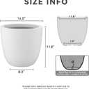 Kante 14 Inch Dia Round Concrete Planter, Indoor Outdoor Large Plant Pot with Drainage Hole and Rubber Plug for Home Patio Garden, Pure White