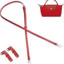 KOMHPS Purse Straps Replacement, Leather Handbag Crossbody Shoulder Strap Adjustable for Longchamp Bag Women(Red Sliver)
