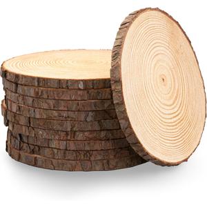 Set of 10 Large Wood Slices (10-12)  Rustic Wooden Rounds for Wedding Centerpieces, Event Decor, and Table Centerpieces