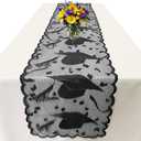 Lace Graduation Table Runner 72 Inches - 2025 Graduation Party Decorations for Table - Graduation Tabletop Centerpiece Decor - Grad Cap Decorations for Home Kitchen Dining Room (Black)
