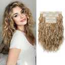REECHO Clip in Hair Extensions, 4PCS Hair Extensions 12" Short Curly Wavy Blonde Hair Extensions Invisible Lace Weft Natural Soft Hairpieces for Women Golden Blonde with Highlights