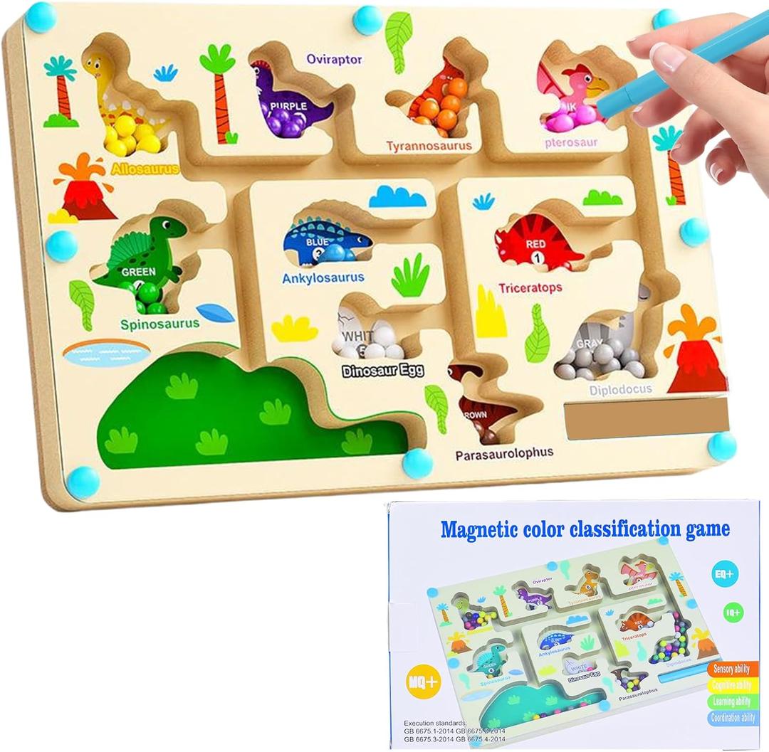 Montessori Children's Magnetic Maze Game Wooden Maze Learning Colors Game Counting and Sorting Game Gift3 4 5 6 Years Old for Girls and Boys