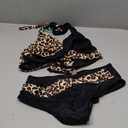 TASHEHE Women's Bikini Set High Waisted Twist Swimsuit Colorblock Halter Two Piece Bathing Suit (Large, 432 / Leopard / Black)