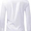 J.VER Men's Dress Shirts Stretch Long Sleeve Formal Shirt Solid Business Casual Button Down Shirts for Wedding Prom (White, Large Tall)
