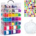 7 Layers Stackable Storage Container, 70 Adjustable Compartments (White) Perfect for Kids Toys, Art Crafts, Jewelry, Supplies, Mini Case & Letter Sticker Included