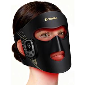 Red Light Therapy for Face Wireless with 400 Leds, 360 Led Face Mask Light Therapy with 4 Modes & Near-Infrared, 2000mAh Rechargeable Led Face Mask with Eye Protection for Anti-Aging & Radiant Glow