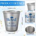 Roshtia 30 set Graduation Party Favors for Guest Class of 2026 Graduation Gifts Bulk Inspirational Stainless Steel Shot Glasses with Thank You Gift Cards Bags Party Decoration(Blue)