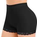 AOSBOEI Boyshort Underwear for Women Butt lifting Shapewear Tummy Control Panties Lace Under Slip Shorts for Dress (Large, Black)