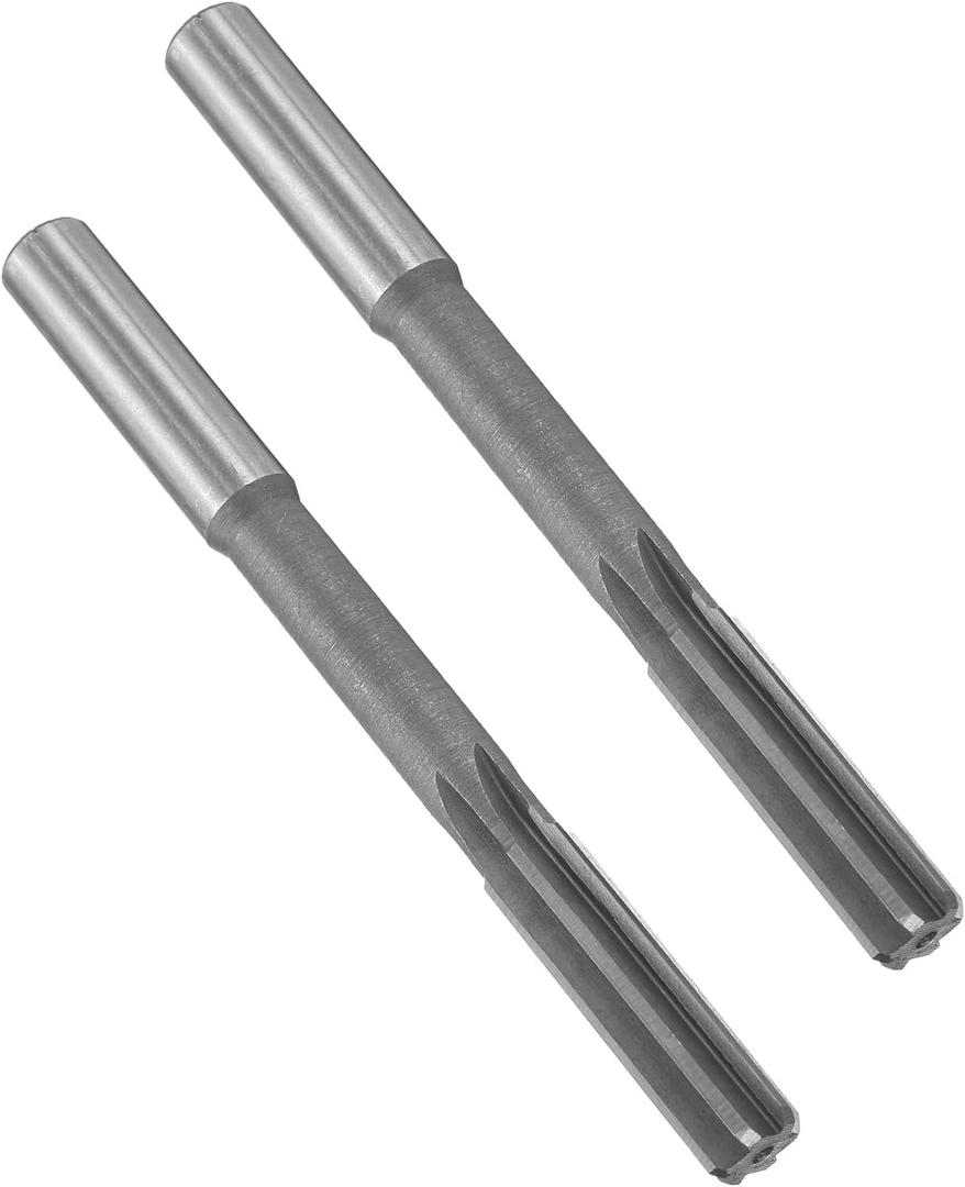 uxcell Chucking Reamer 1/2" H7 High Speed Steel Lathe Machine Reamer 6 Straight Flutes Straight Shank Milling Cutter Tool for Metal Wood Hole Reaming 2 Pcs