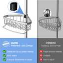 ESSEME Corner Shower Caddy Tension Pole: Adjustable Rustproof 4-Tier Inside Bathroom Organizer - 47-121 inch Quick Installation Bathtub Shelves for Shampoo Storage - Rod Floor Standing Bath Rack