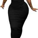 PINSV Women's Sexy Bodycon Tank Dress Basic Sleeveless Long Maxi Dresses Party Club Beach Sundresses (Black, L)