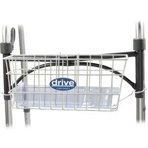 Drive Medical 10200B Walker Basket, Basket for Folding Walker with Cup Holder, White