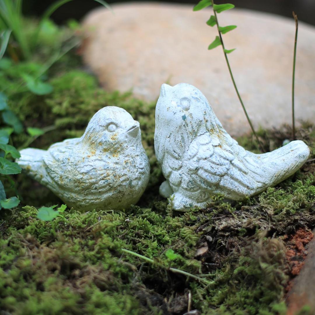 Z&Z ornamentorum Outdoor Bird Statues Decor Figurines for Home Cement Bird Sculpture for Patio Yard Lawn Ornament, 2 Style/Set,Indoor Outdoor Stone Decorations Statue