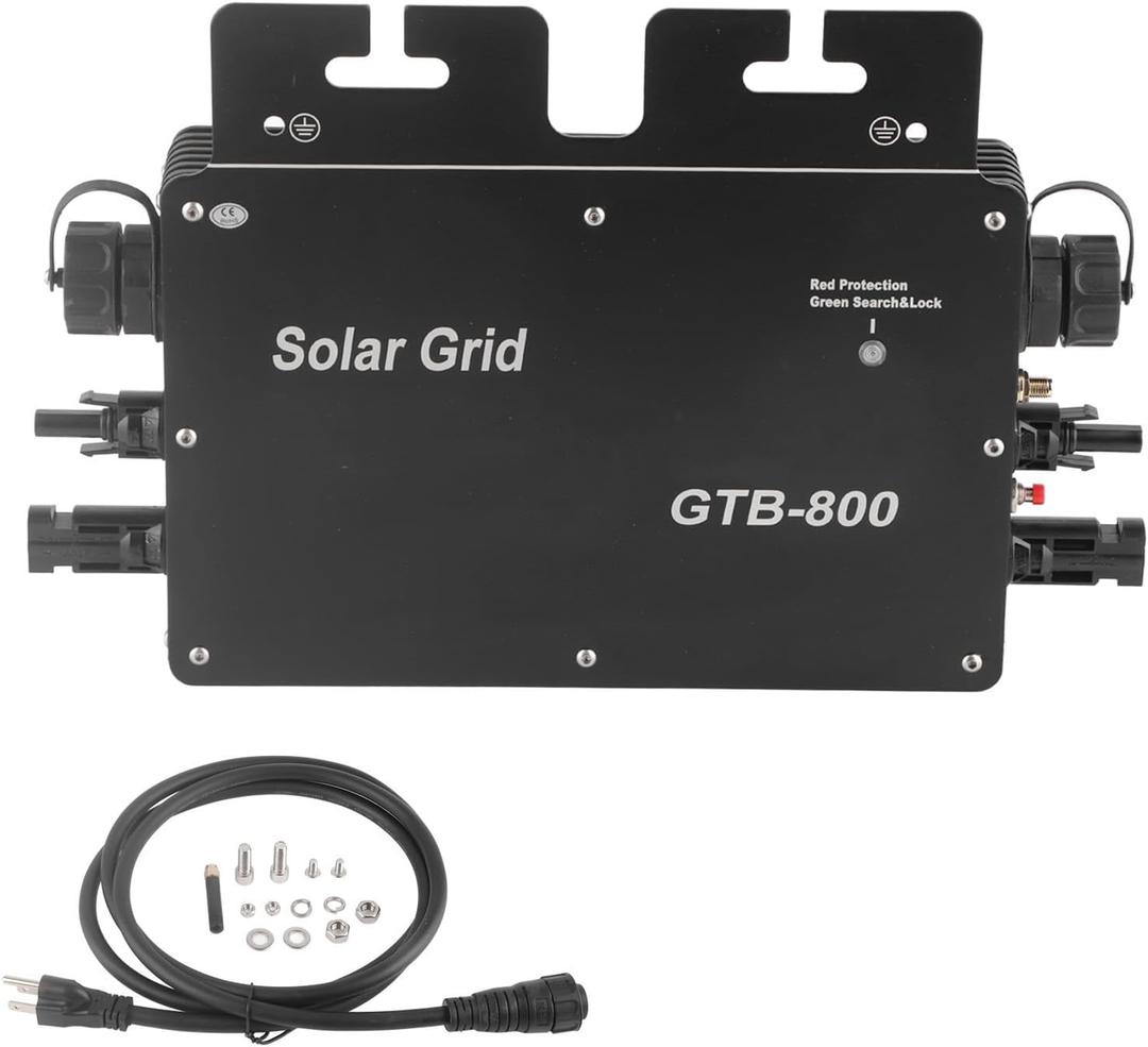 800W Solar Grid Tie Micro Inverter, Control Automatic Identification Power Inverters DC to AC Solar Inverter 120V 230V(Black US Plug)