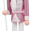 PRETYZOOM Pink Wooden Nutcracker Doll - 12 Inch Christmas Decoration Soldier with Base for Holiday Decor, Tabletop Display