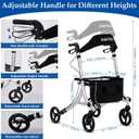 Rollator Walkers for Seniors,Rolling Walker with Backrest 300lbs, Folding Walking Aid with Seat and Brakes, Aluminum Heavy-Duty Drive Walker with Adjustable Handles, 8" All-Terrian Big Wheels