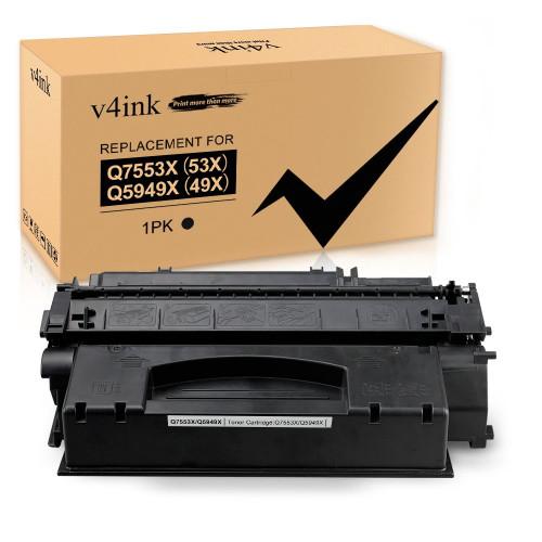v4ink High Yield Compatible 49X 53X Toner Cartridge Replacement for HP 49X Q5949X 53X Q7553X for use in HP P2015dn P2015 P2015d 1320 1320n 3390 3392 M2727nf P2014 P2010 Printer (Black,1 pack)