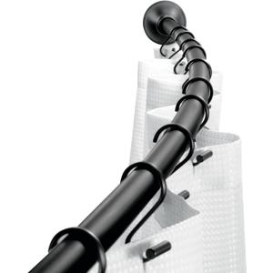 iDesign Curved Metal Shower Curtain Rod, Adjustable Customizable Curtain Rod for Bathtub, Stall, Closet, Doorway, 41-72 Inches, Matte Black,79077