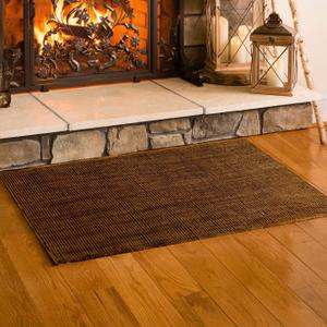 Plow & Hearth Dalton 2x3'6" Hearth Rug Fireproof | Chocolate | Wool Blend Fireplace Mat | Hearth Rugs for Fireplaces Fire Resistant | Protect Hardwood Floor and Carpet from Sparks and Embers
