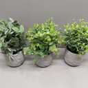 3-Pack Potted Artificial Plants, Small Eucalyptus Faux Plants for Shelf Desk Home Bathroom Farmhouse Room Coffee Table Decor (A Sage Green)