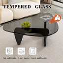 Mid Century Modern Glass Coffee Table, Coffee Table for Living Room,Triangle Coffee Tables,Suitable for Bedroom Living Room Reception Office Tables (Black/Grey, ML), ML 39.5 * 27 * 16in