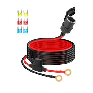 GELRHONR 10FT Cigarette Lighter Socket to O Ring Terminal,12V-24V 6mm Ring Eyelet Terminal to Female Cigarette Lighter Socket Extension Cable with 20A Fuse for Car Inverter Air Pump and DIY (3M)
