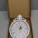 Small Retro French Decorative Wall Clock, Ivory White Antique Vintage Boho Style, Battery Operated Silent Decor Wall Clocks for Farmhouse,Bathroom,Bedroom,Kitchen(10.23" H x 7.87" W)