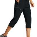 Libin Women's Capri Pants Lightweight Quick Dry Cargo Hiking Capris Travel Casual Cropped Pants Zipper Pockets,L