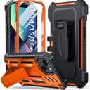 for iPhone 13/14/15 Phone Case: for iPhone 16e Protective Cover with Belt Clip Holster | Durable Dual-Layer Design with Built-in Kickstand | Heavy Duty Military Grade Hard Protection Shock Proof