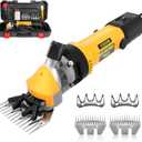 PAT JUUMG 1000W Sheep Shears Electric Farm Livestock Haircut with 2 Blades Professional Animal Clippers 6 Speed Heavy Duty Electric for Thick Horses Sheep Alpacas Goats(Yellow)