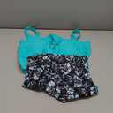 Aqua Eve Two Piece Women's Tankini Swimsuits Blouson Swim Tank Top with Shorts Modest Bathing Suits (Medium, Blue Green Flower)