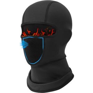 One-Piece-Design Kids Balaclava Ski Mask Fleece Winter Full Face Head Cover for Boys Girls-Cold Weather Ski Outdoor Windproof (Black)