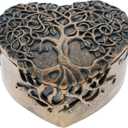 Top Brass Decorative Tree of Life/Heart Trinket Jewelry Box - Spiritual Love Celtic Art