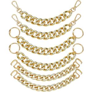 PH PandaHall 6pcs Shoe Charms Chains, 3 Styles Gold Shoe Charms DIY Hanging Shoe Chains with Snap Clasps for Man Women Adults Clog Sandals Casual Shoes Accessories