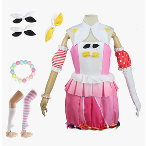 Lmetsky Ootori Emu Cosplay Costume Outfit Pink Dress Project Sekai Ootori Emu Costume Uniform With Wig Halloween 2XL
