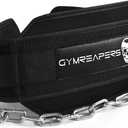 Gymreapers Dip Belt With Chain For Weightlifting, Pull Ups, Dips - Heavy Duty Steel Chain For Added Weight Training (Black)