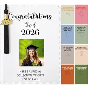 Epakh Black Class of 2026 Graduation Gifts Card Book with Tassels, Congratulations Grad PU Leather Cover Photo Album Keeper Organizer Books with 24 Pages for College High School Survival Kit