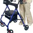 Retaoldth Rollator Walkers for Seniors with Seat, Foldable & One-Hand Carry, Upgraded Rolling Walker with Seat for Seniors, Handle Height Adjustable Walker for Seniors, Walking & Seated, Blue