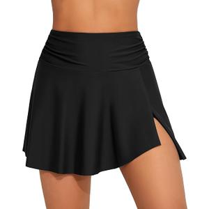 beautyin Women's High Waisted Ruched Swim Skirt Split Tummy Control Tankini Swimsuit Bathing Suit Bottoms with Pocket
size Xl