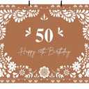 MEHOFOND 7x5ft Mexican Happy 50th Birthday Backdrop, Mexican Theme 50th Birthday Photography Background, Bday Party Decorations Banner Photo Booth Supplies